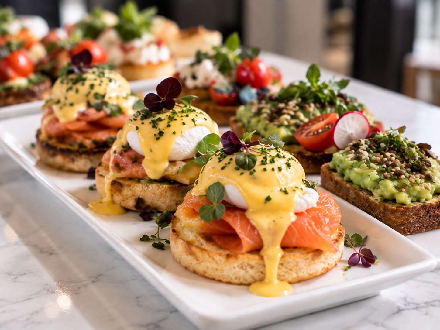 Brunch en villa : œufs bénédicte au saumon fumé et tartines avocat, Marrakech